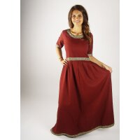 Kurzärmliges Kleid mit Bordüre Rot