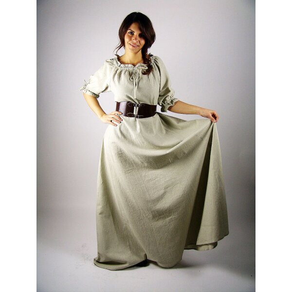 Floor length short sleeve dress hemp color "Melisande"