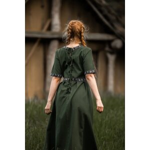 Short Arm Dress with Border Green L