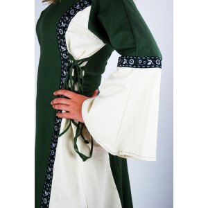 Mittelalterliches Kleid mit Bord&uuml;re &quot;Sophie&quot; - Natur/Gr&uuml;n M