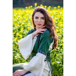 Medieval Dress with Border "Sophie" - Natural/Green L