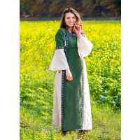 Mittelalterliches Kleid mit Bordüre "Sophie" - Natur/Grün XXXL