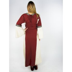 Mittelalterliches Kleid mit Bord&uuml;re &quot;Sophie&quot; - Natur/Rot S