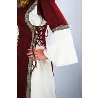 Mittelalterliches Kleid mit Bordüre "Sophie" - Natur/Rot S