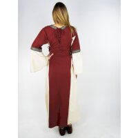 Mittelalterliches Kleid mit Bord&uuml;re &quot;Sophie&quot; - Natur/Rot M