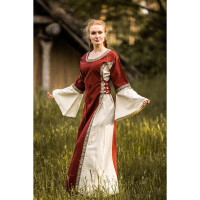 Mittelalterliches Kleid mit Bordüre "Sophie" - Natur/Rot  XXL