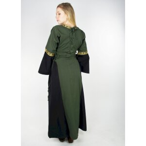 Mittelalterliches Kleid mit Bordüre "Sophie" - Grün/Schwarz XS