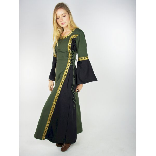 Medieval Dress with Border "Sophie" - Green/Black M