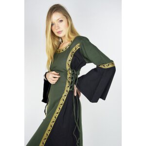 Mittelalterliches Kleid mit Bordüre "Sophie" - Grün/Schwarz XL