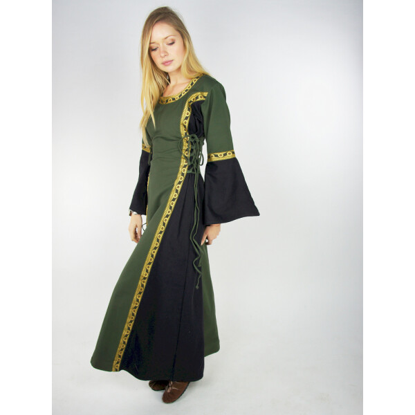 Medieval Dress with Border "Sophie" - Green/Black XXL