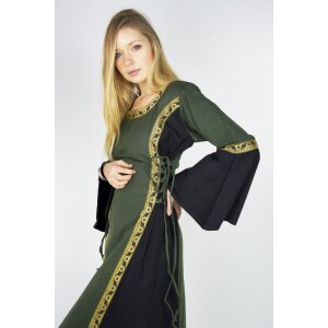 Mittelalterliches Kleid mit Bordüre "Sophie" - Grün/Schwarz XXXL