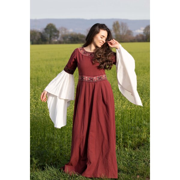 Noble Dress with Border "Yala" Red XS