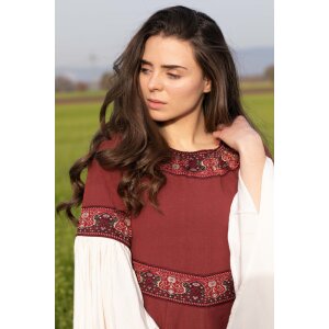 Noble Dress with Border "Yala" Red L