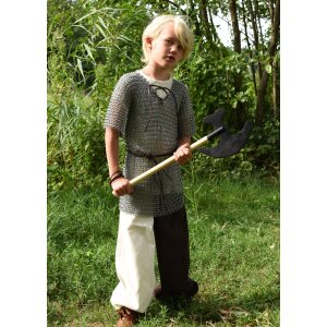 Chain mail shirt made of steel with leather strap for children