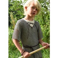 Chain mail shirt made of steel with leather strap for children