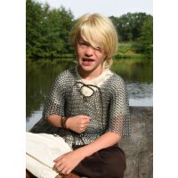 Chain mail shirt made of steel with leather strap for children