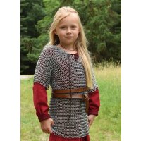 Chain mail shirt made of steel with leather strap for children