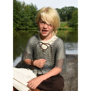 Steel chainmail shirt with leather strap for children size 128