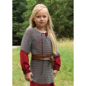 Kettenhemd aus Stahl mit Lederband  für Kinder Gr. 146