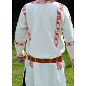 Roman long sleeve tunic, red embroidered