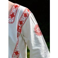 Roman long sleeve tunic, red embroidered