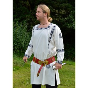 Roman long sleeve tunic, blue embroidered