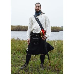 8 Yard Kilt, Schottenrock, schwarz (uni) , Taille 42 in. (XL)