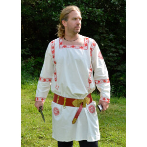 Roman long sleeve tunic, red embroidered, size XXL
