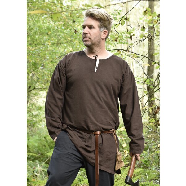 Medieval tunic Gunther, long sleeve, brown S