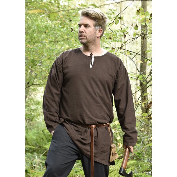 Medieval tunic Gunther, long sleeve, brown L