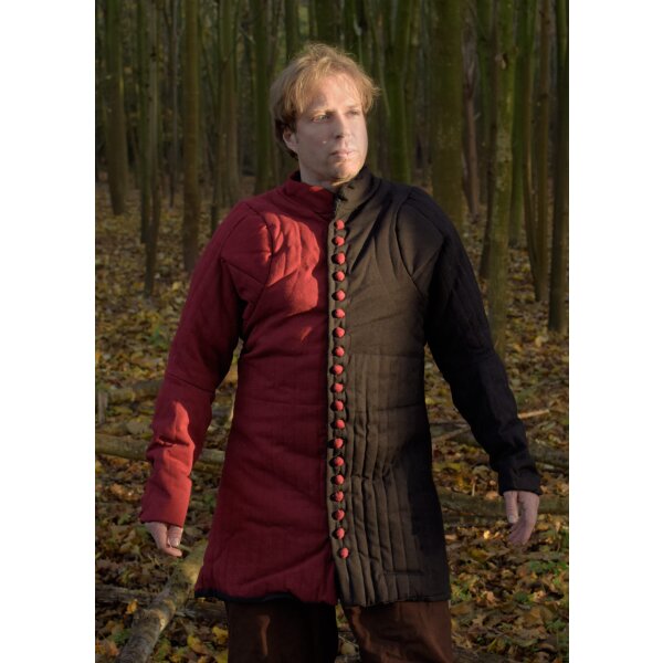 Gambeson with buttons, red and black, size L