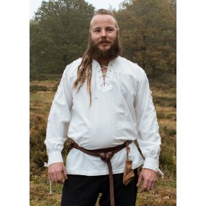 Medieval shirt Corvin with lacing, white, S