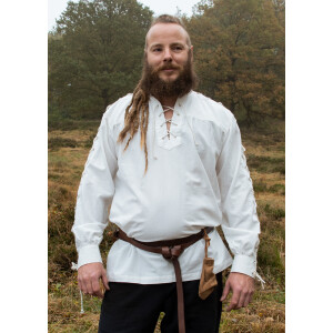 Medieval shirt Corvin with lacing, white, L