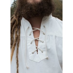 Medieval shirt Corvin with lacing, white, L
