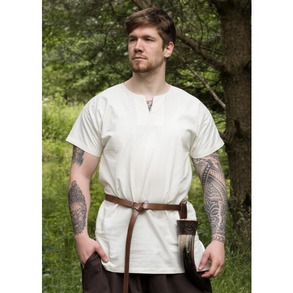 Medieval tunic Sigmund, short sleeve, nature M