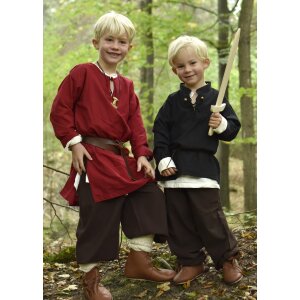 Children medieval shirt Colin, with lacing, black