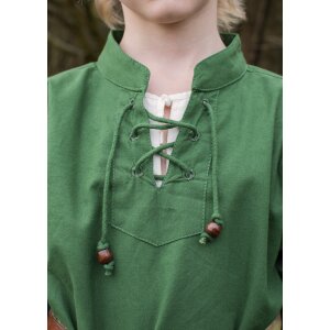 Kinder Mittelalter-Hemd Colin, mit Schnürung, grün