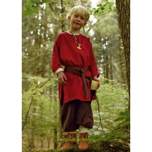 Langärmelige Mittelalter-Tunika / Leibhemd Arn für Kinder, rot