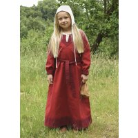 Childrens Viking dress Solveig, long sleeve, red / wine red