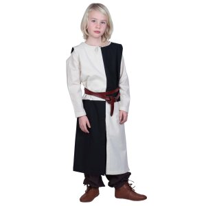 Medieval childrens tunic Lucas for children, Mi-Parti, natural / black