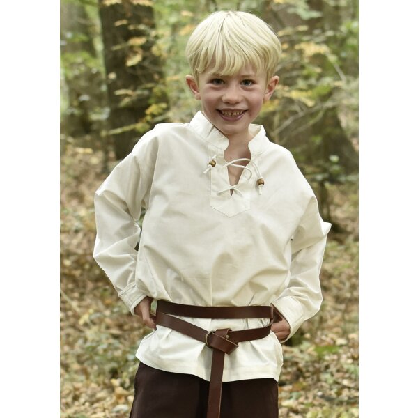 Children medieval shirt Colin, with lacing, nature, 110