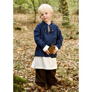 Children medieval shirt Colin, with lacing, blue, 128
