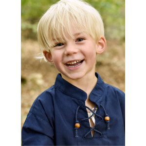 Children medieval shirt Colin, with lacing, blue, 128