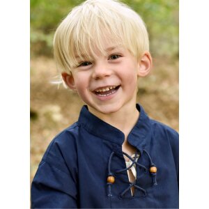Children medieval shirt Colin, with lacing, blue, 164