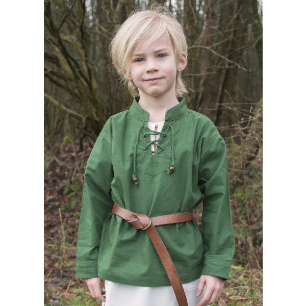 Children medieval shirt Colin, with lacing, green, 110