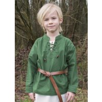 Kinder Mittelalter-Hemd Colin, mit Schnürung, grün, Gr. 110