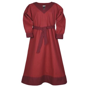 Childrens Viking dress Solveig, long sleeve, red / wine red, 110