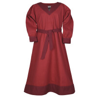 Childrens Viking dress Solveig, long sleeve, red / wine red, 110