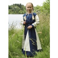 Childrens Viking dress Solveig, long sleeve, blue / nature, 110