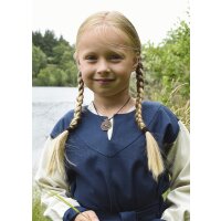 Childrens Viking dress Solveig, long sleeve, blue / nature, 146